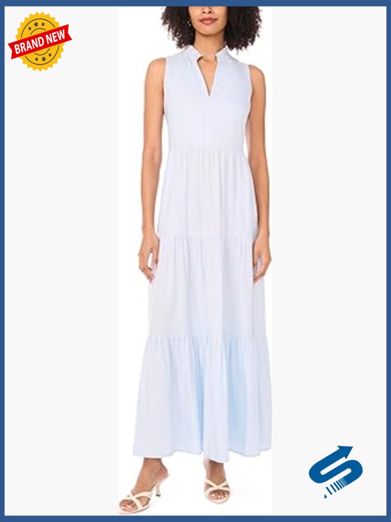 Sleeveless V-Neck Tiered Maxi Dress Flowing A-Line Silhouette